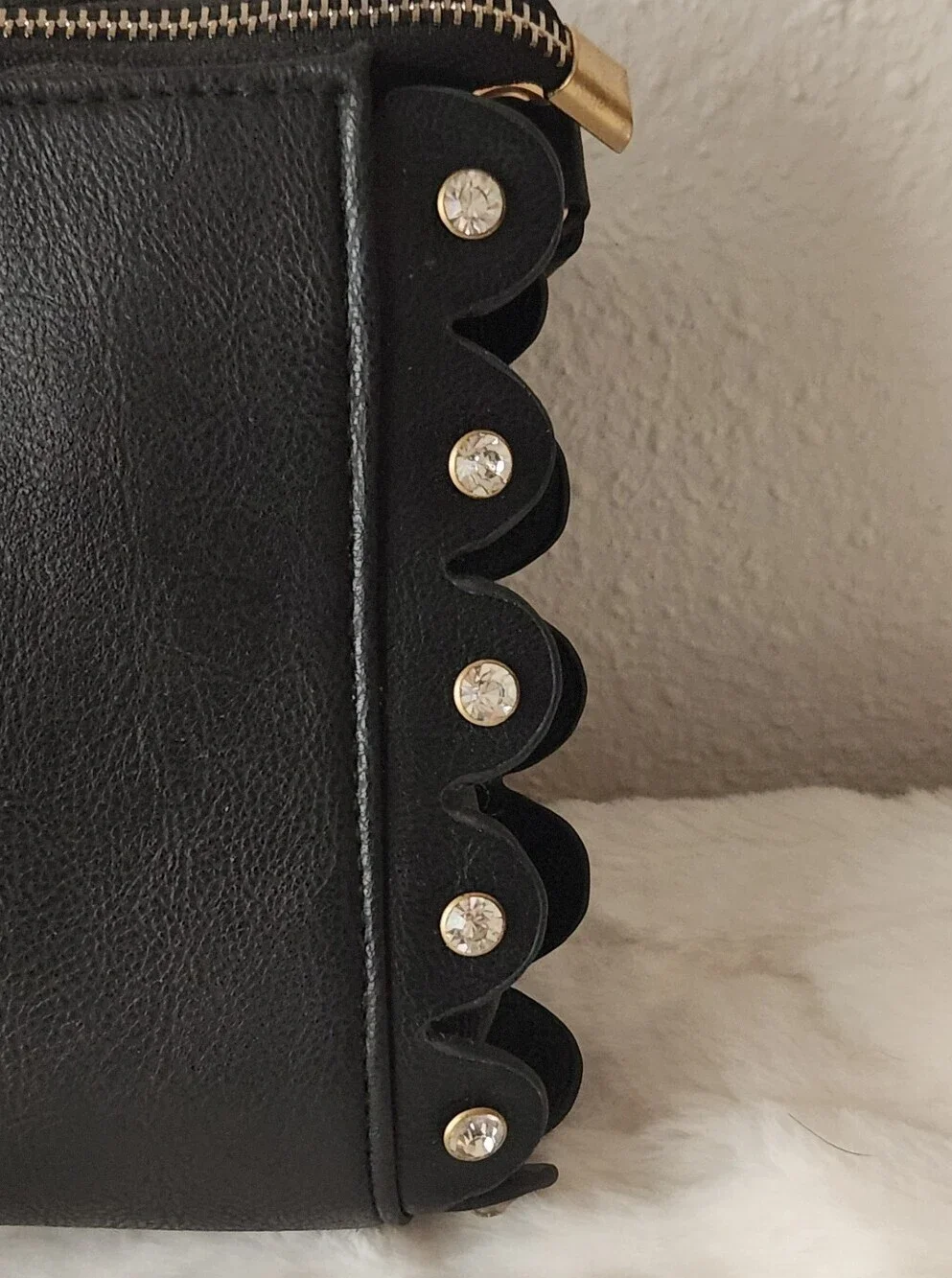 Black Studded Clutch with Gold Accent